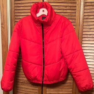 Cropped Puffy Jacket, Red XS, wild fable